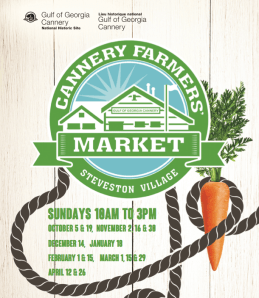 The Cannery in Steveston Village, Richmond is having a Winter's Farmers' Market this Winter.