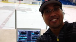 My first time DJing at an ice rink.  Oh, my fingers were freezing!